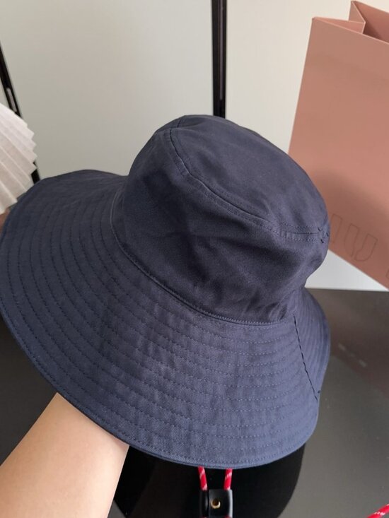 Miu Miu Navy Wide Brim Bucket Hat
